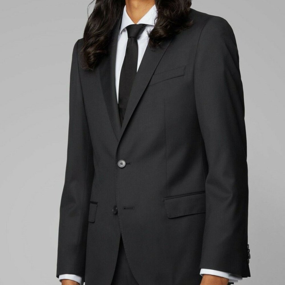 Hugo Boss Men's 'C-Huge' Slim Fit Black 100% Wool Sport Coat Blazer 42R